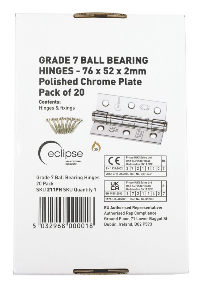 Eclipse Eclipse Polished Chrome Grade 7 Fire Rated Door Ball