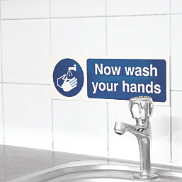 'Now Wash Your Hands' Sign 50mm x 200mm