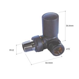 Towelrads  15mm x 1/2" Anthracite Angled Designer Manual Radiator Valve & Lockshield  2 Pack