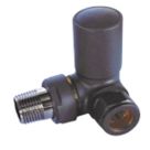 Towelrads  15mm x 1/2" Anthracite Angled Designer Manual Radiator Valve & Lockshield  2 Pack
