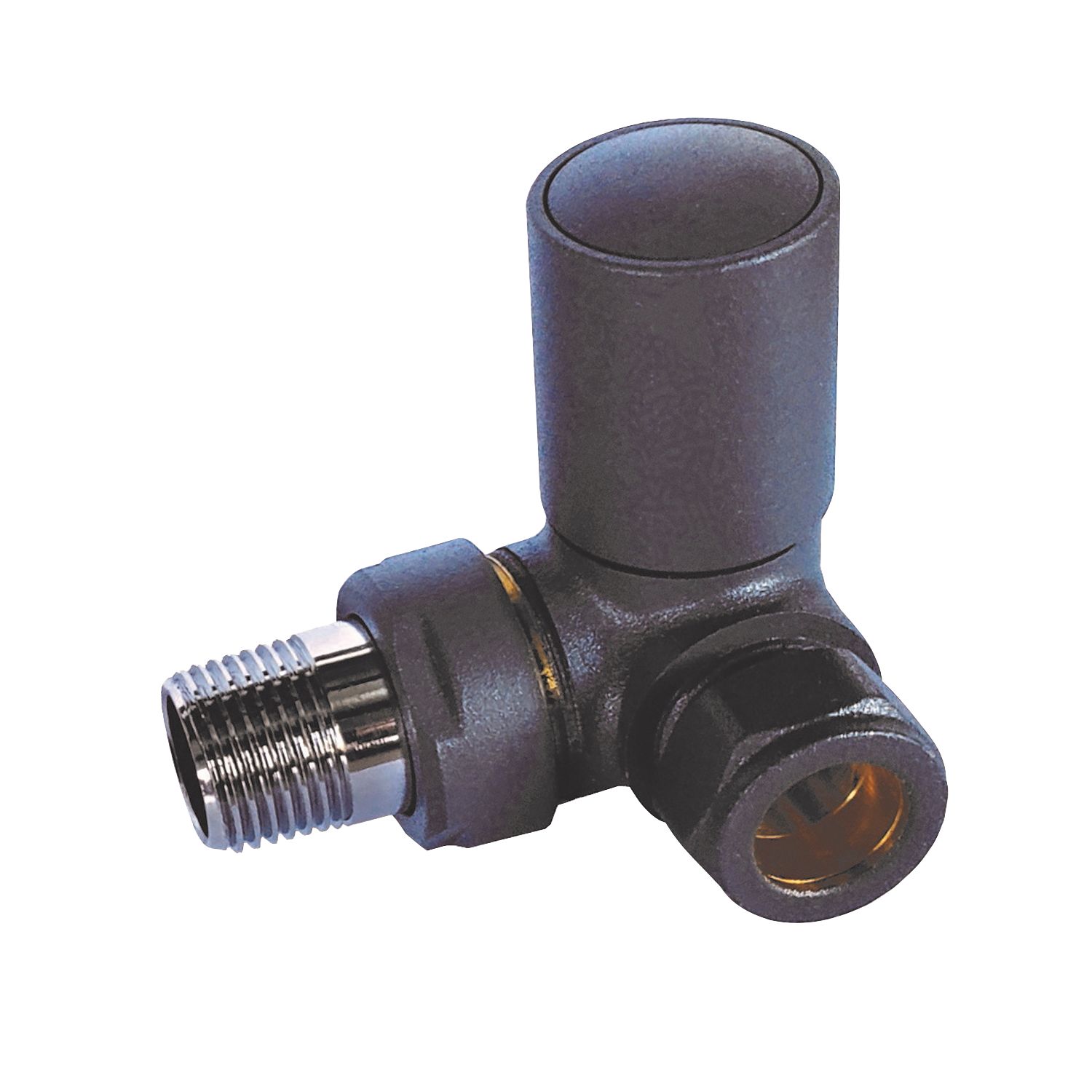 Towelrads 15mm x 1/2" Anthracite Angled Designer Manual Radiator Valve & Lockshield 2 Pack (211RY)