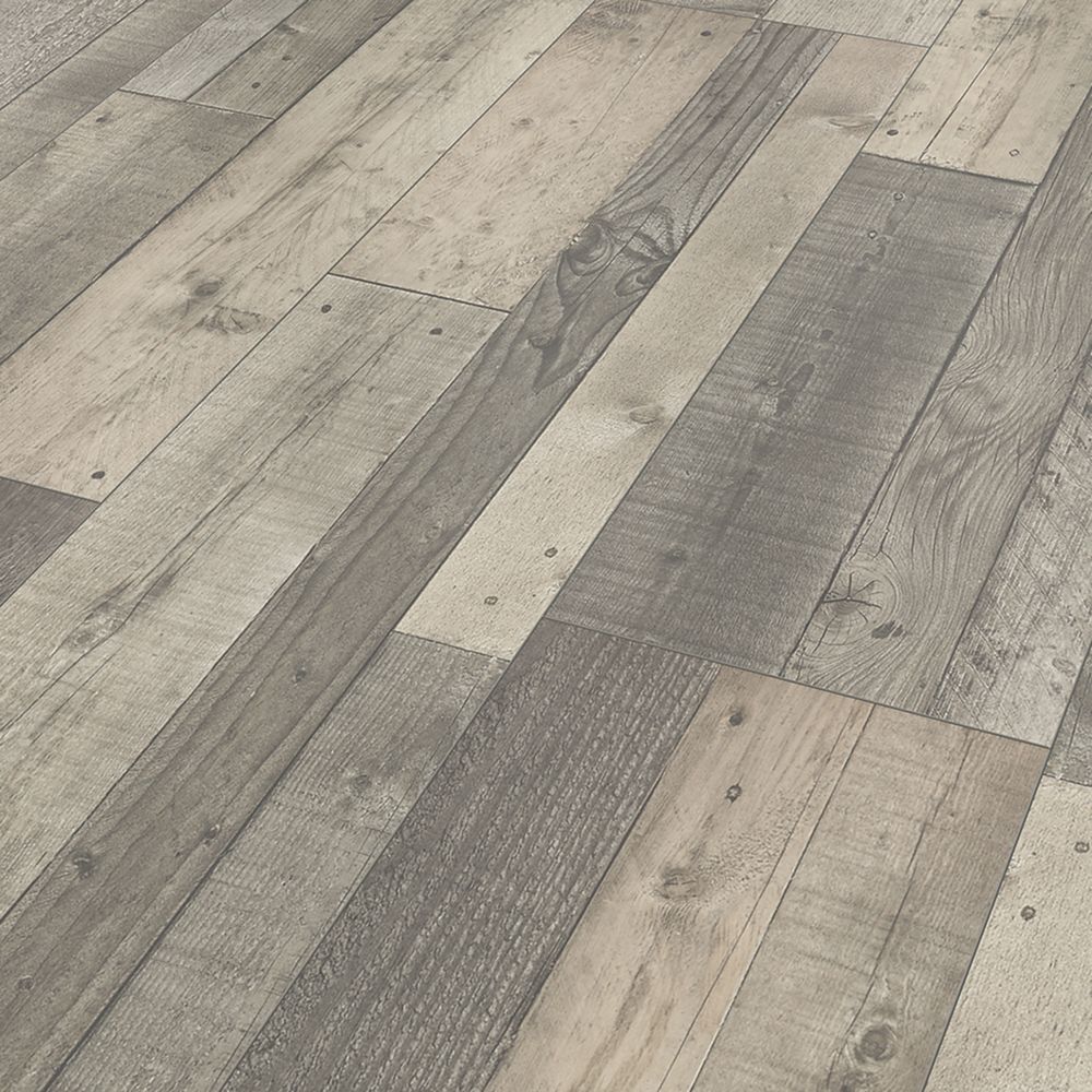 Grey Wood-Effect Laminate Flooring 8mm 2.16m² - Screwfix