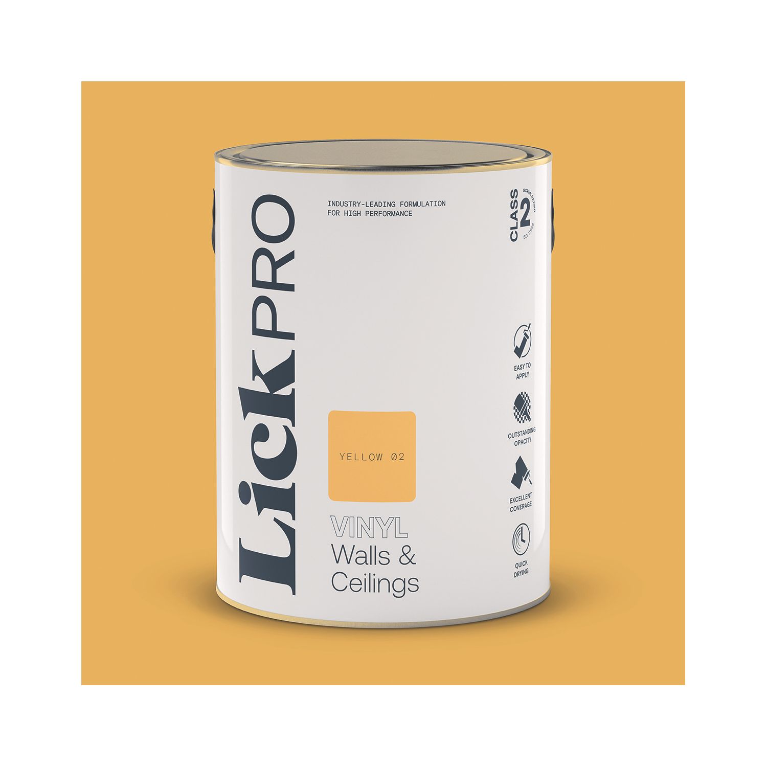 LickPro 5Ltr Yellow 02 Vinyl Matt Emulsion Paint (211TM)