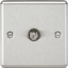 Knightsbridge  1-Gang F-Type Satellite Socket Brushed Chrome