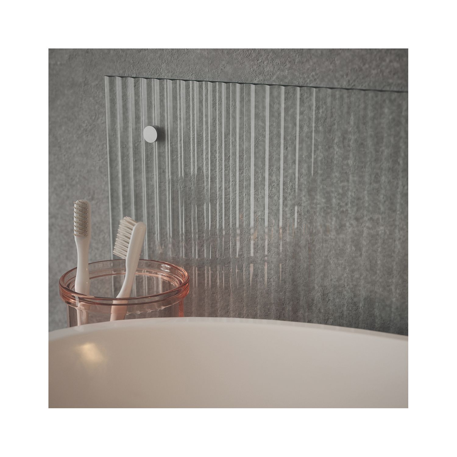 Splashback Bathroom Splashback Fluted Clear with Brass Caps 250mm x 600mm x 4mm (211YR)