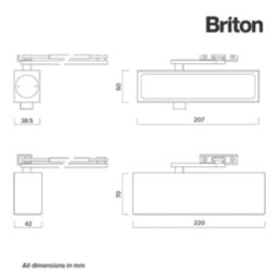 Briton 1110 Fire Rated Overhead Door Closer Silver