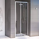 Aqualux Edge 6 Semi-Frameless Square Bi-Fold Shower Door Polished Silver 900mm x 1900mm