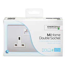 Energenie MiHome 13A 2-Gang SP Switched Smart Socket Bundle Brushed Chrome