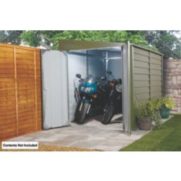 Trimetals Titan 950 5' 6" x 9' (Nominal) Pent Metal Motorbike Store Olive Green