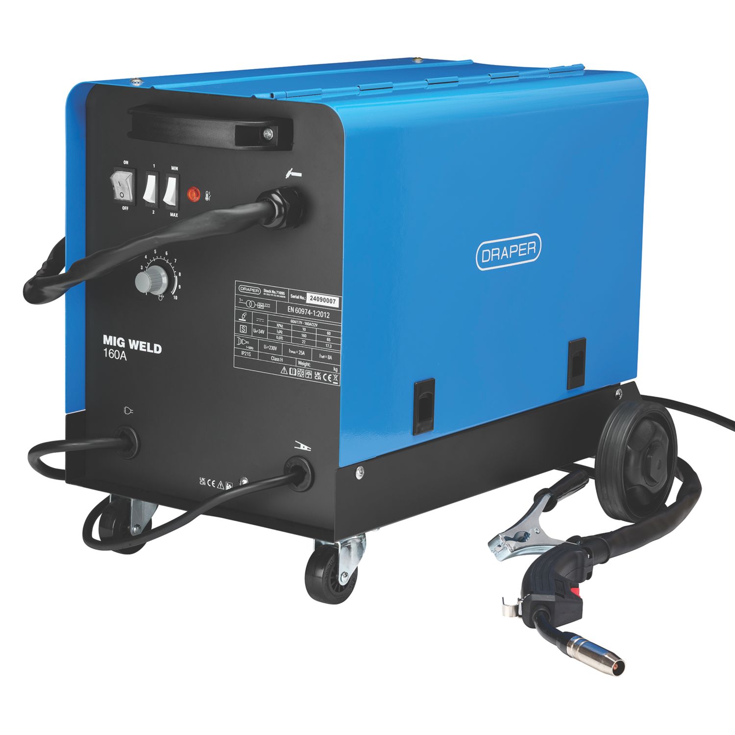 Draper 71095 60-160A Gas/Gasless MIG Welder 230V (212CM)