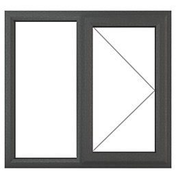 Crystal  Right-Hand Opening Clear Double-Glazed Casement Anthracite on White uPVC Window 1190mm x 1190mm