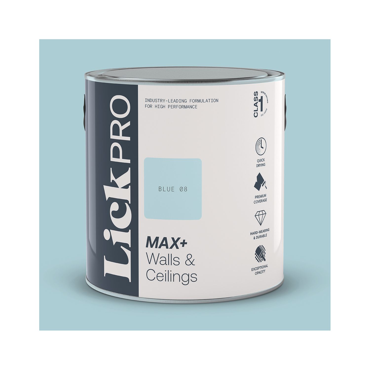 LickPro Max+ 2.5Ltr Blue 08 Matt Emulsion Paint (212JY)
