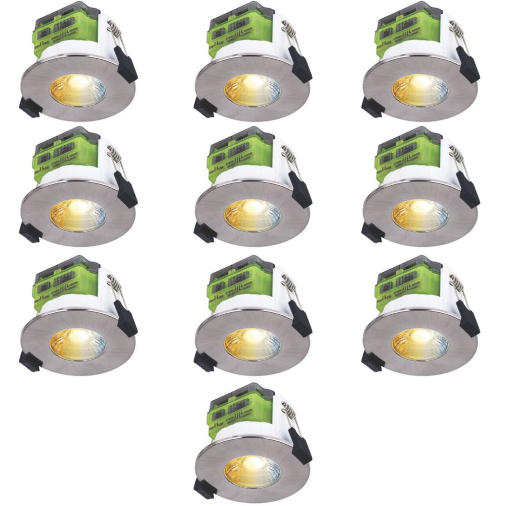 Luceco FType MK2 Fixed Fire Rated LED Downlights Brushed Steel 4/6W 710 ...