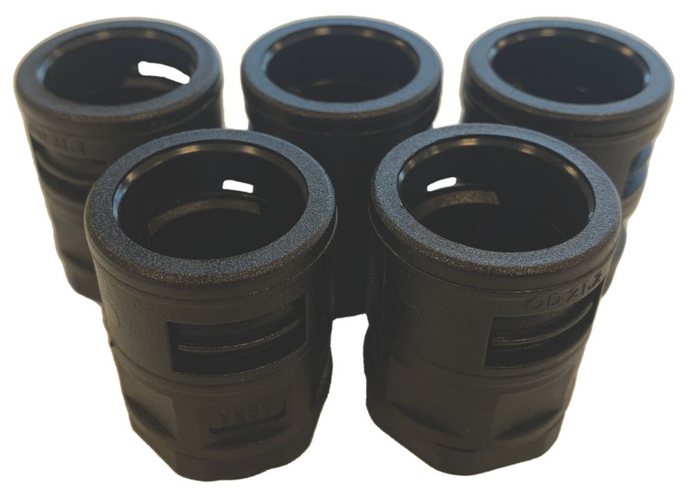 Deta Male Corrugated Conduit Adaptor 20mm Black 5 Pack