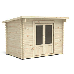 Forest Harwood 10' x 6' 6" (Nominal) Pent Timber Log Cabin with Assembly
