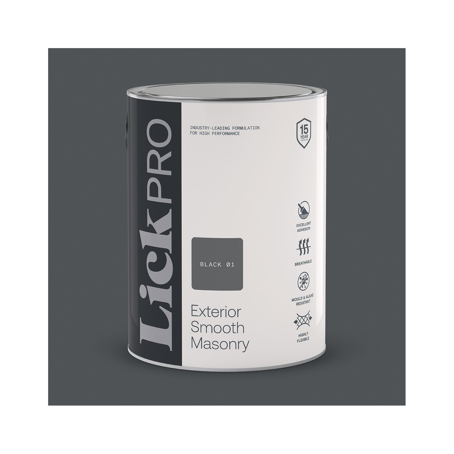 LickPro 5Ltr Smooth Black 01 Masonry Paint (212TM)
