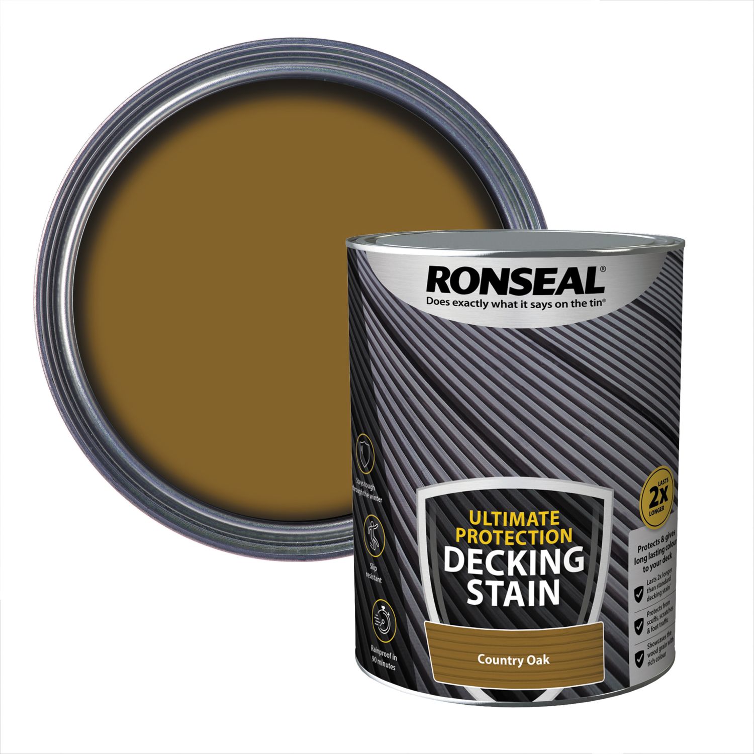 Ronseal Ultimate Protection 5Ltr Country Oak Anti Slip Decking Stain (212VT)