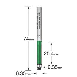 Trend C168X1/4TC 1/4" Shank Double-Flute Straight Bearing-Guided Trimmer 6.35mm x 25.4mm