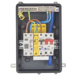 Lewden PRO65-REV40AS IP65 Weatherproof Outdoor 6-Module 6-Way Populated  EV Charger Consumer Unit with SPD