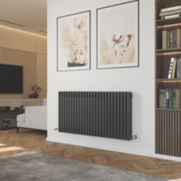 Azur 600mm x 1190mm 5076BTU Anthracite Horizontal 3 Column Radiator