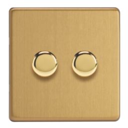 Varilight V-Pro 2-Gang 2-Way LED Dimmer Switch  Brushed Brass