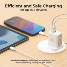 Masterplug 2-Outlet Type A & C Plug-In USB Charger 4A