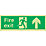 Nite-Glo  Photoluminescent "Fire Exit" Up Arrow Sign 150mm x 450mm