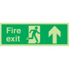 Nite-Glo  Photoluminescent "Fire Exit" Up Arrow Sign 150mm x 450mm