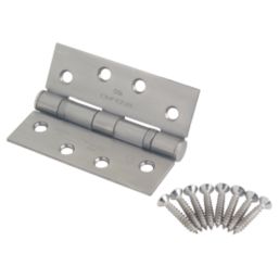 Eurospec  Satin Polished Steel Grade 14 Fire Rated Thrust Bearing Hinges 102mm x 76mm 2 Pack