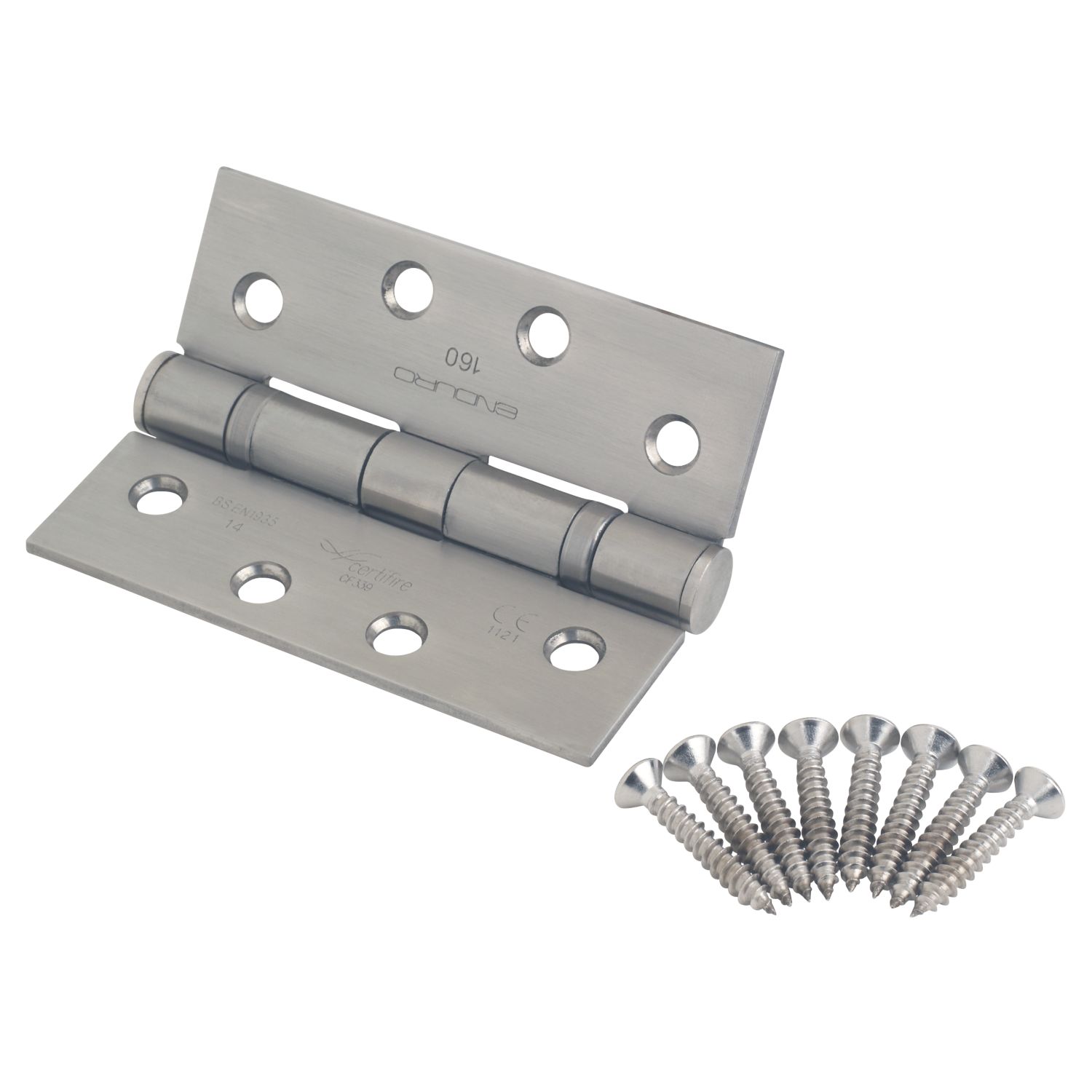 Eurospec Satin Polished Steel Grade 14 Fire Rated Thrust Bearing Hinges 102mm x 76mm 2 Pack (2136J)
