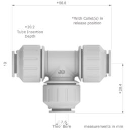 JG Speedfit  Plastic Push-Fit Equal Tees 10mm 10 Pack