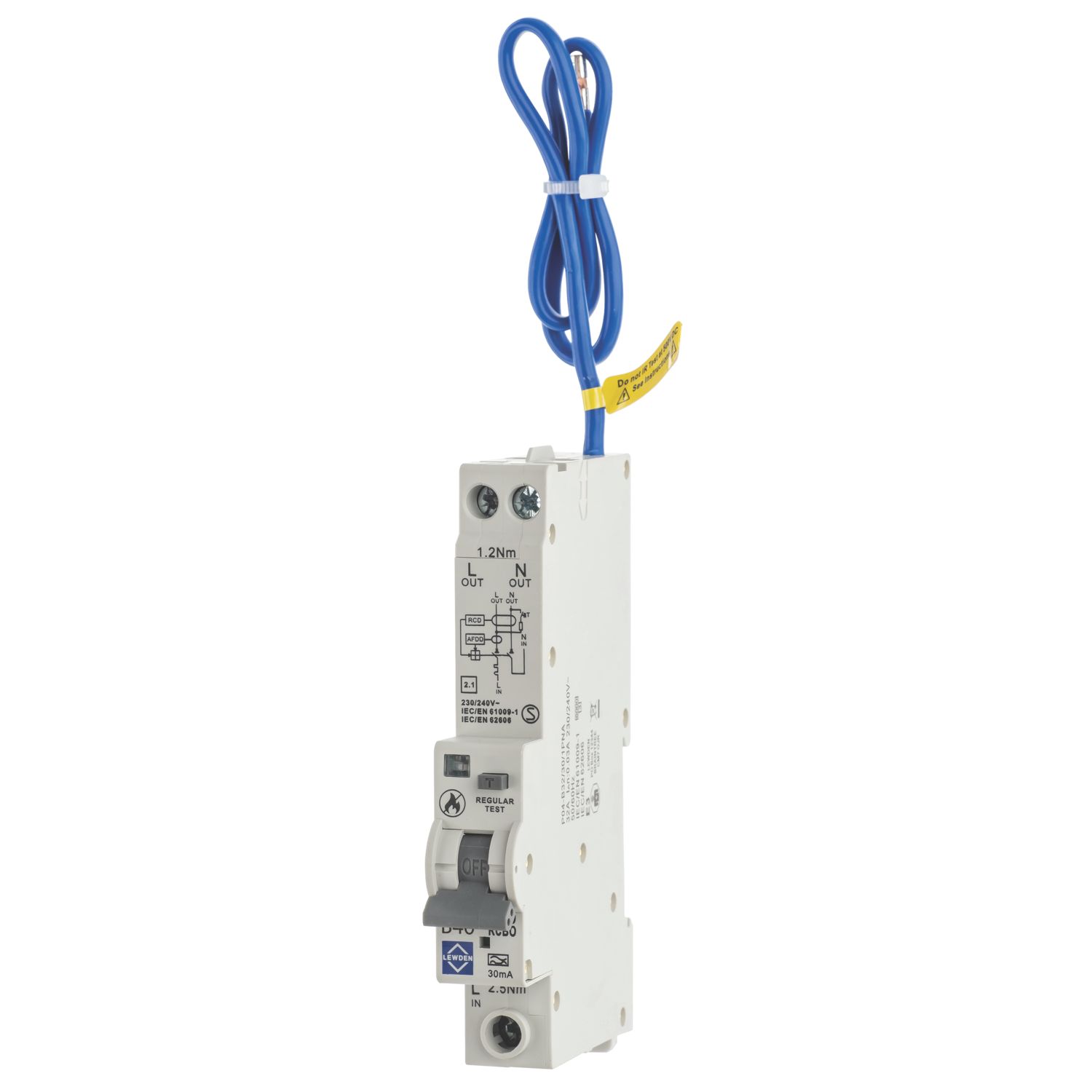 Lewden P04-B40/30/1PNA 40A 30mA Type A 1+N B Curve AFDD & RCBO (213HM)