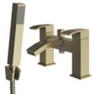 ETAL Kinlin Brushed Brass 143mm Deck Mounted Dual Control Manual Shower Mixer Tap
