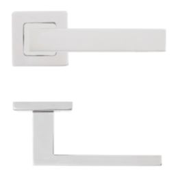 Eclipse Insignia Square Fire Rated Lever on Rose Door Handle Pair Polished Stainless Steel