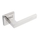 Eclipse Insignia Square Fire Rated Lever on Rose Door Handle Pair Polished Stainless Steel