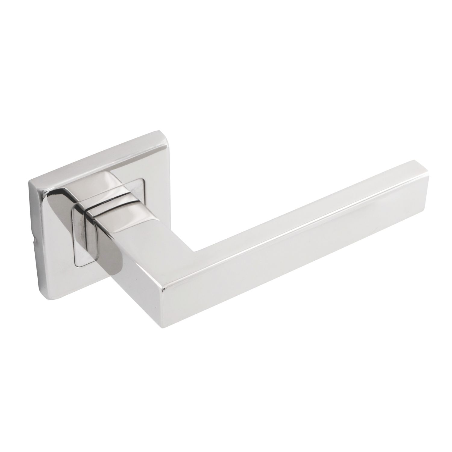 Eclipse Insignia Square Fire Rated Lever on Rose Door Handle Pair Polished Stainless Steel (213KW)