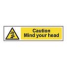 Essentials 'Caution Mind Your Head' Sign 50mm x 200mm