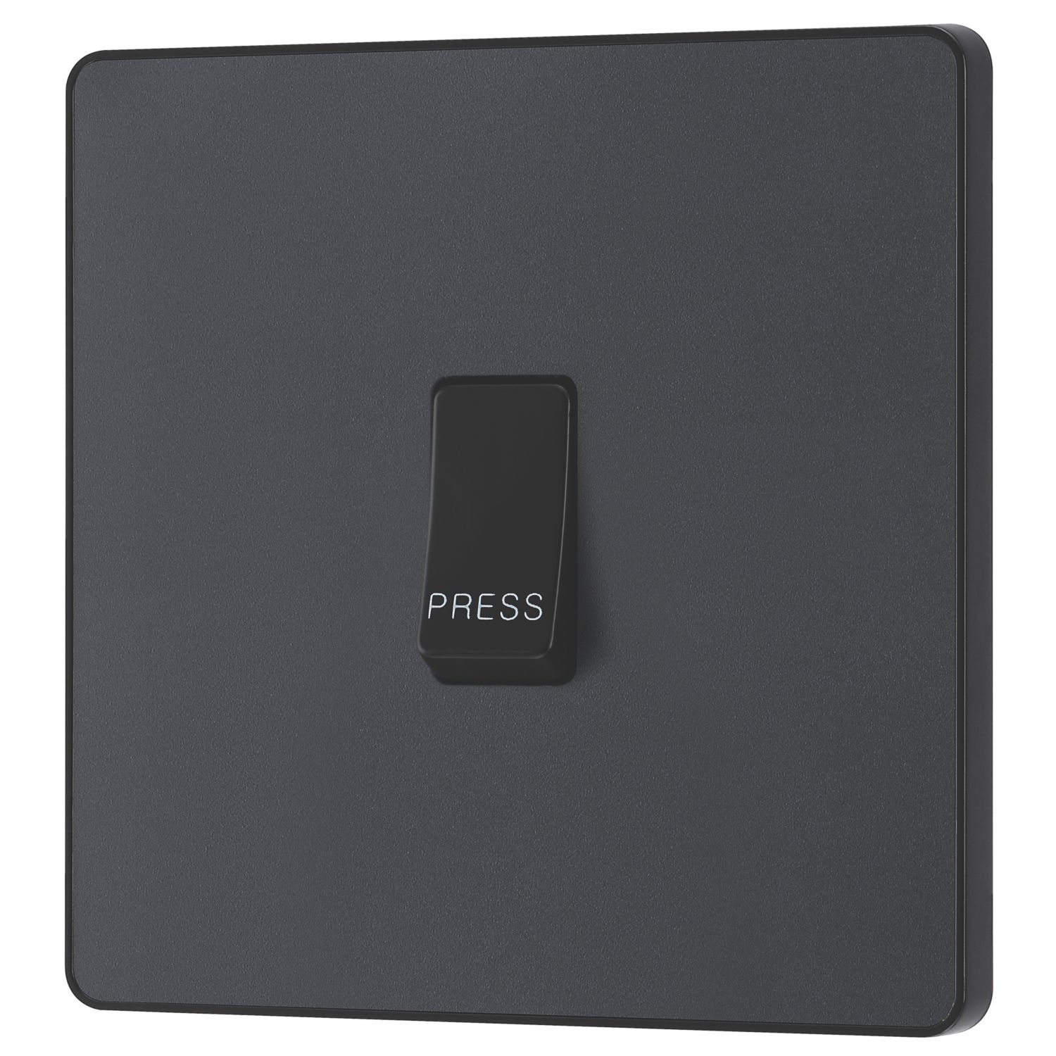 British General Evolve 10A 1-Gang 1-Way Press Switch Grey with Black Inserts (213PY)
