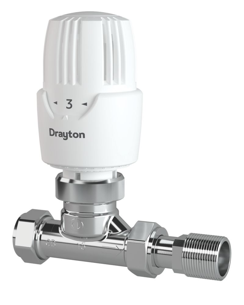 Drayton RT414 White Straight Thermostatic Radiator Valve with Auto