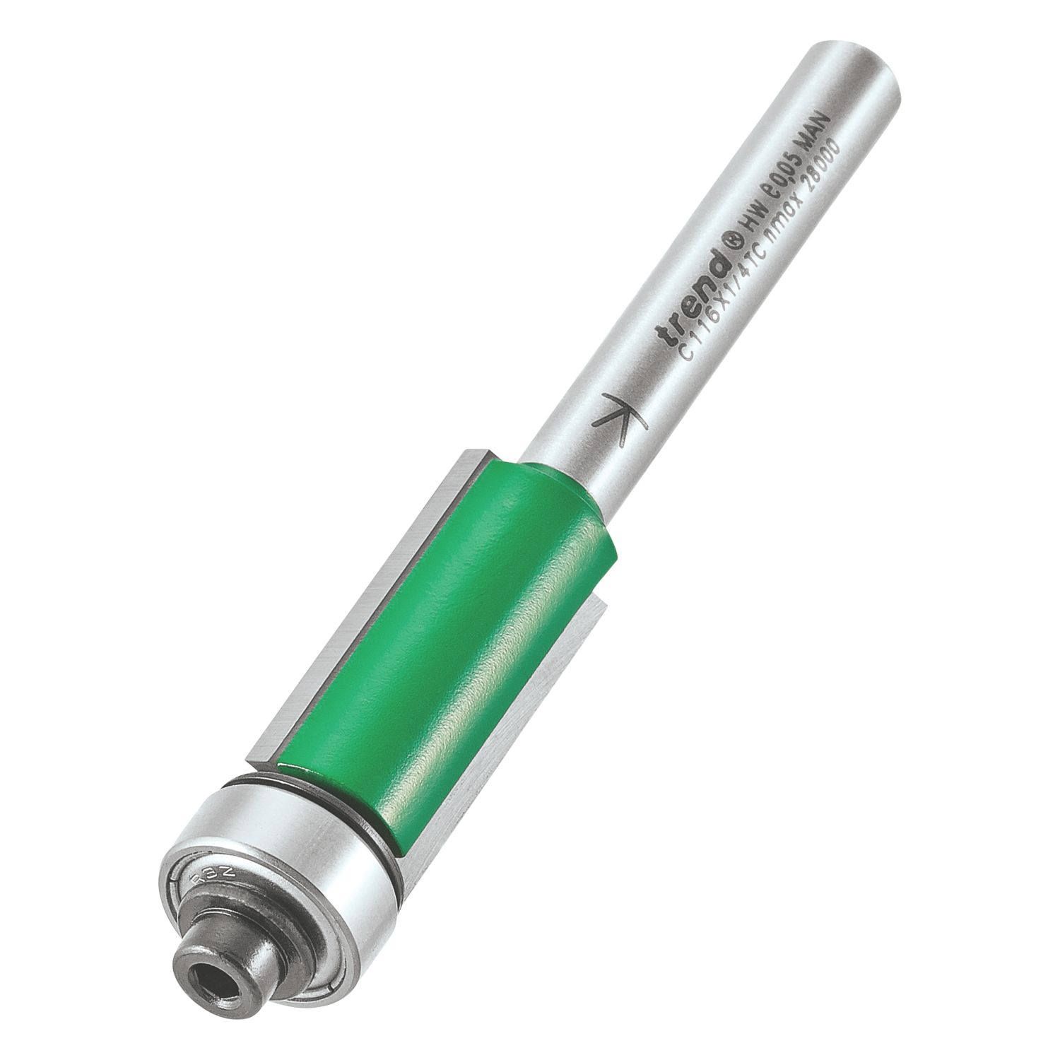 Trend C116X1/4TC 1/4" Straight Bearing-Guided Trimmer 12.7mm x 25.4mm (213XG)