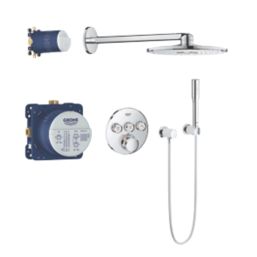 Grohe Grohtherm SmartControl 3 Button Round with Rainshower SmartActive 310 Rear-Fed Concealed Chrome Thermostatic Shower Set