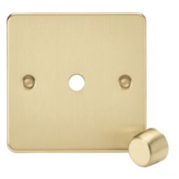 Knightsbridge Flat Plate 1-Gang Modular Dimmer Switch Brushed Brass