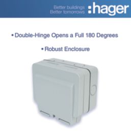 Hager Sollysta WXPSS82 IP66 13A 2-Gang 2P+E Weatherproof Outdoor Switched Socket