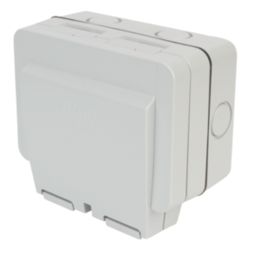 Hager Sollysta WXPSS82 IP66 13A 2-Gang 2P+E Weatherproof Outdoor Switched Socket