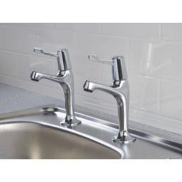 Bristan Value High Neck Pillar Single Lever Kitchen Taps Chrome-Plated 1 Pair