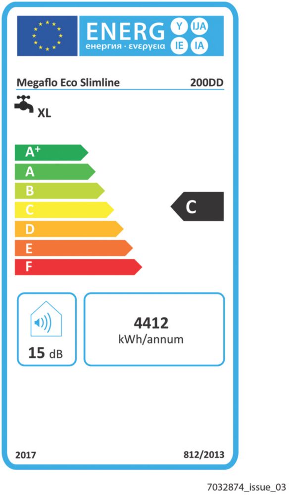 Heatrae Sadia Megaflo Eco Slimline 200dd Direct Unvented Unvented Hot Water  Cylinder 200Ltr 2 x 3kW - Screwfix