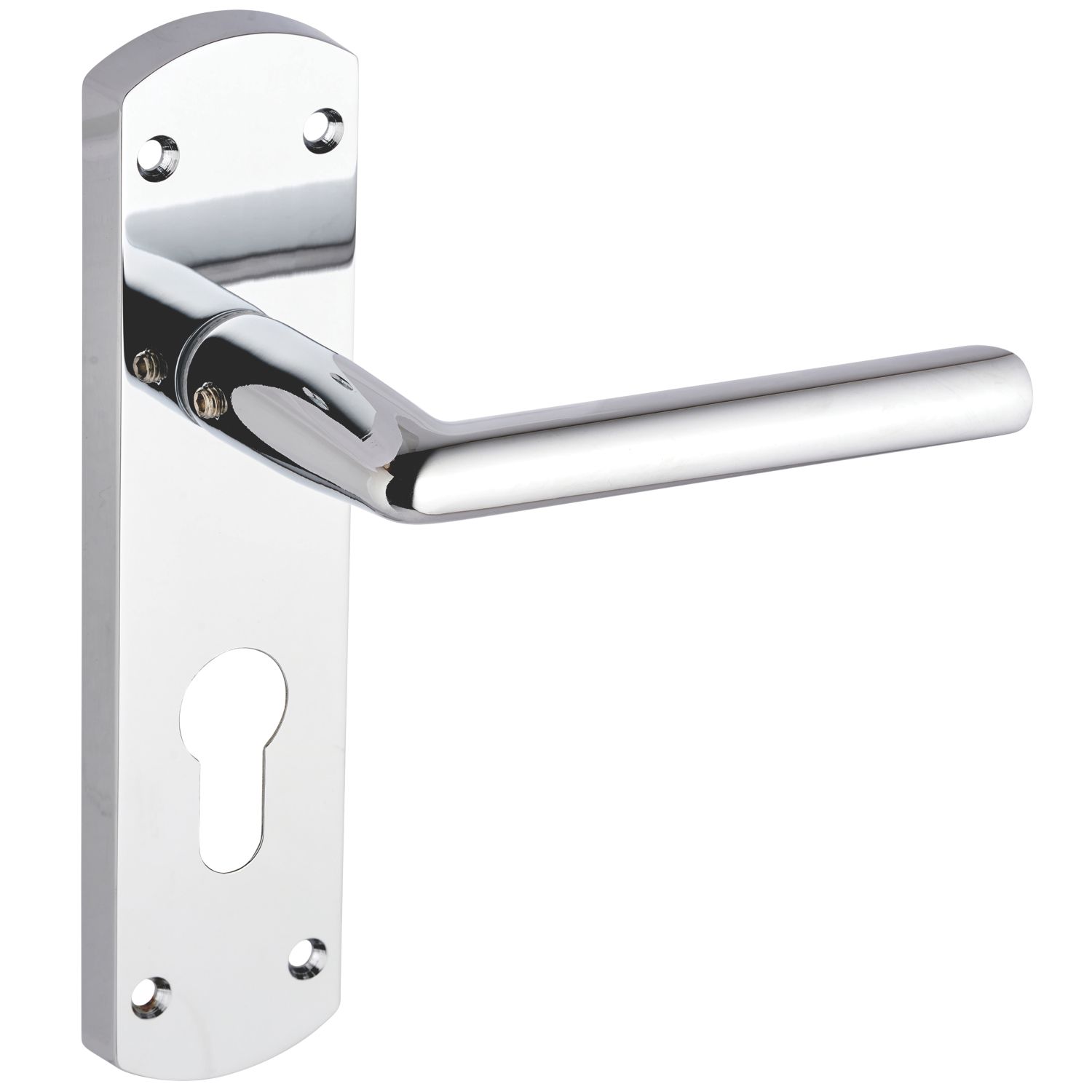 Smith & Locke Crane Fire Rated Euro Lock Door Handles Pair Polished Chrome (214HY)