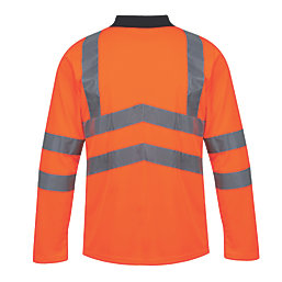 Regatta Pro Hi-Vis Long Sleeve Polo Shirt Orange / Navy XXX Large 54" Chest