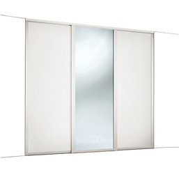 Spacepro  3-Door Sliding Wardrobe Door Kit White Frame White / Mirror Panel 2592mm x 2260mm