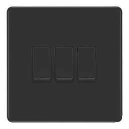 LAP  20A 16AX 3-Gang 2-Way Switch  Matt Black with Colour-Matched Inserts